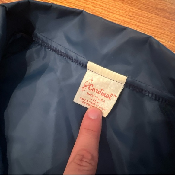 VINTAGE JPMORGAN CHASE BANK SHEEN XL WALL STREET RAIN JACKET COAT Cardinal - Picture 5 of 8